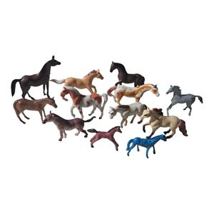 Lot Of 12 Mini Plastic Horse Figures Unbranded Pony Stallion Most Marked China